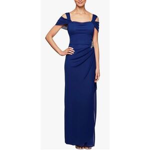 Alex Evenings Women's Long Cold Shoulder Dress